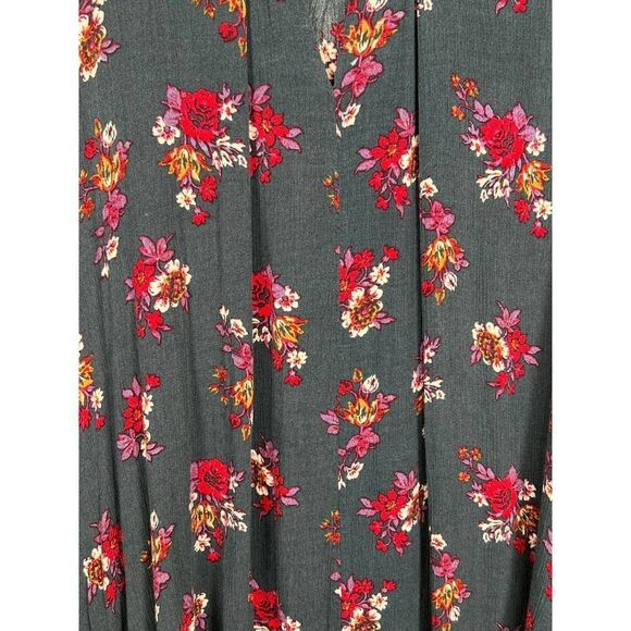 Free People Green Jade Retro Floral Swing Tunic Mini Dress Size Small - Picture 4 of 9